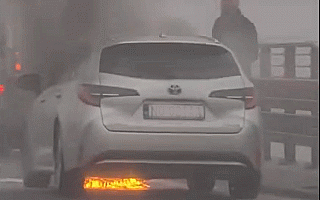 Pożar auta na obwodnicy Olsztyna [FILM]